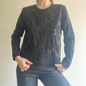 Black sequined maje sweater contemporary